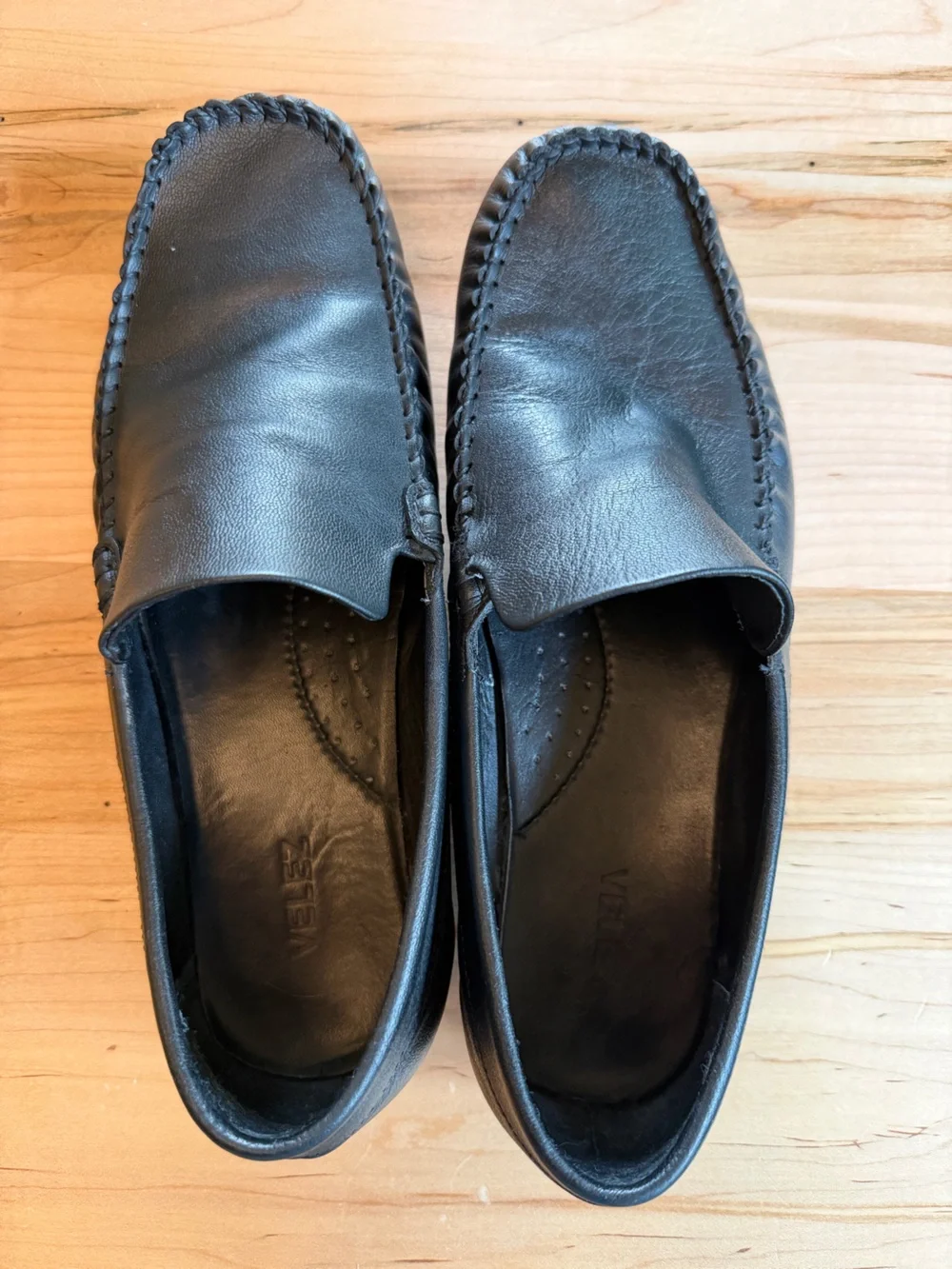 Men's Black Leather Slip-On Driving Loafers